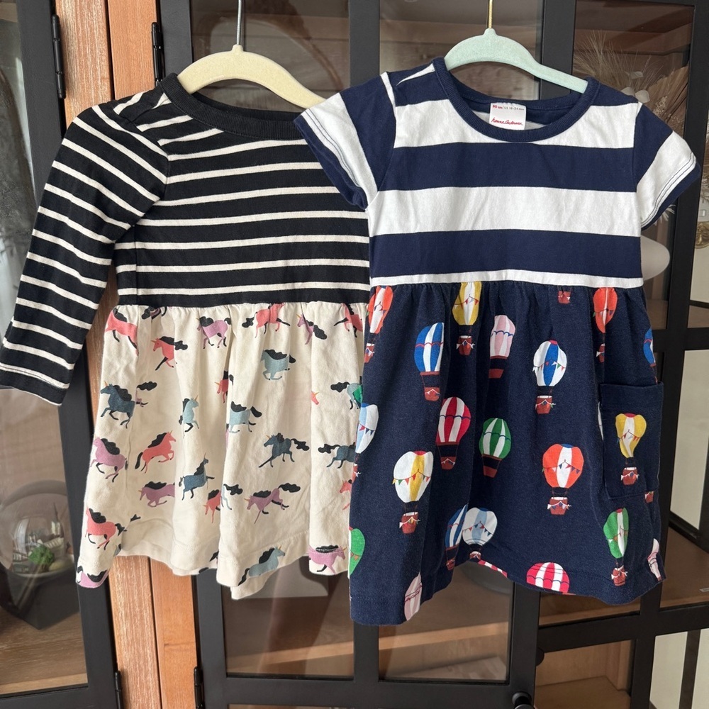 Hanna Andersson Bundle dress toddler girl long sleeve unicorns hot air balloon